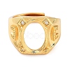 Rack Plating Oval Brass Micro Pave Cubic Zirconia Wide Adjustable Ring Components KK-Q819-13G-2