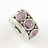 Brass Rhinestone European Clasps KK-N291-01AS-06-2