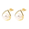 Teardrop Brass Micro Pave Clear Cubic Zirconia Stud Earrings EJEW-C154-04G-4