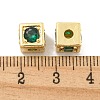 Brass Micro Pave Green Cubic Zirconia Beads KK-B096-20G-3