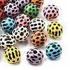 Printed Schima Wood Beads WOOD-L022-04B-02-1