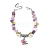 5Pcs Printed Alloy Butterfly Charm Bracelets BJEW-JB12404-4