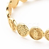 Brass Flat Round with Rosary Jesus Open Cuff Bangle for Women BJEW-B054-04G-4