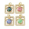 Brass Micro Pave Clear Cubic Zirconia Pendants KK-C045-19G-1