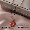 Vintage 304 Stainless Steel Enamel Pendant Necklaces for Women UW9109-2-1