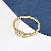 Rectangle Brass with Glass Cuff Rings for Women RJEW-Z111-05G-07-3