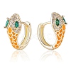 Cubic Zirconia Snake Hoop Earrings with Enamel EJEW-SZ0001-87D-1