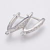 Brass Micro Pave Cubic Zirconia Hoop Earring Findings with Latch Back Closure X-ZIRC-K075-30P-1