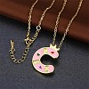 Fashion Tin Alloy Enamel Initial Pendant Necklaces NJEW-BB20985-C-4