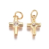 Brass Tiny Cross Charms X-ZIRC-I038-38G-1