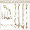 4Pcs Brass Micro Pave Clear Cubic Zirconia End with Chains HJEW-ME00134-3