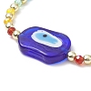 Evil Eye Lampwork Braided Bead Bracelet with Glass Beaded Chains for Women BJEW-JB09412-4
