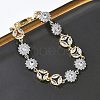 Brass Micro Pave Clear Cubic Zirconia Link Chain Bracelets for Women BJEW-C156-06B-PG-3