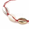 Acrylic & Alloy Shell Braided Bead Bracelet with Lampwork Evil Eye BJEW-JB08131-01-4