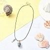 Glass Bottle & Alloy Sea Horse Pendant Necklace NJEW-FZ00014-4
