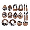 16Pcs 8 Styles Transparent Resin & Walnut Wood Pendants RESI-N053-06-1