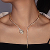 Snake Brass Crystal Rhinestone Lariat Necklaces for Women FS-WG9EF43-01-1