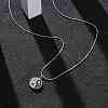 304 Stainless Steel Crystal & Jet Rhinestone Yin-yang Pendant Round Snake Chain Necklaces for Women NJEW-Z044-12P-1