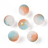 Frosted Baking Paint Crackle Glass Beads with Glitter Powder X1-DGLA-T004-6mm-01C-1