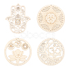 Wooden Bohemian Meditation Energy Symbol Cup Mats DJEW-WH0034-65B-1