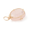 Natural Rose Quartz Copper Wire Wrapped Pendants PALLOY-JF02131-03-3