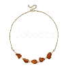 Nuggets Natural Amber & Natural Freshwater Pearl Beaded Necklaces with 304 Stainless Steel Satellite Chains NJEW-JN06491-3