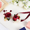 2Pcs 2 Style Silk Cloth Rose with Satin Ribbon Corsage Boutonniere & Wrist Corsages AJEW-CP0005-94-3
