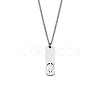 304 Stainless Steel Rectangle with Laser Cut Initial Pendant Necklaces FS-WG71FEF-19-1