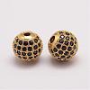 Brass Micro Pave Cubic Zirconia Beads ZIRC-E110-06G-1