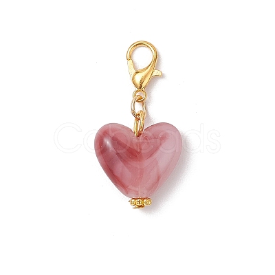 Acrylic Heart Pendant Docorations HJEW-JM03705-1