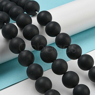 Grade A Natural Black Agate Beads Strands G447-6-1