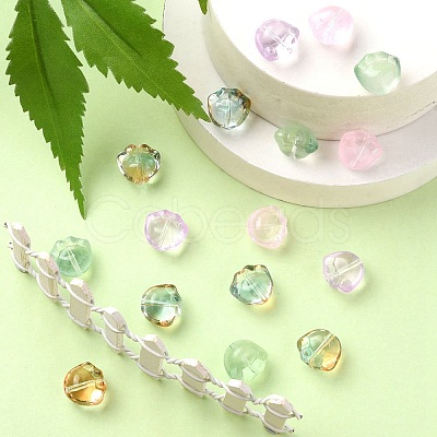 35Pcs Transparent Spray Painted Glass Beads GLAA-YW0001-72-1