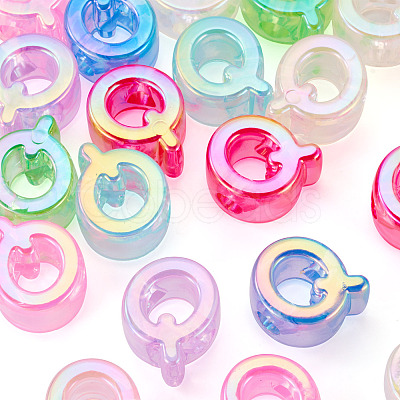 20Pcs UV Plating Transparent Acrylic European Beads OACR-TADJ0001-19Q-1