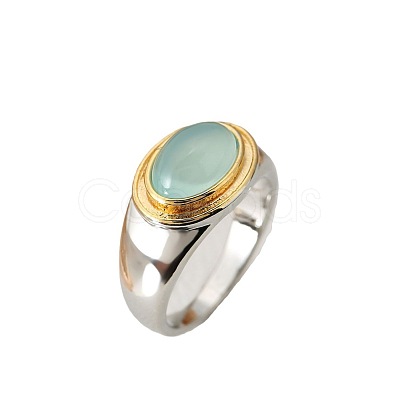 Oval Brass Cat Eye Finger Rings FS-WGC727D-02-1