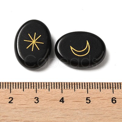 13Pcs Natural Obsidian Rune Stone G-C095-02C-1