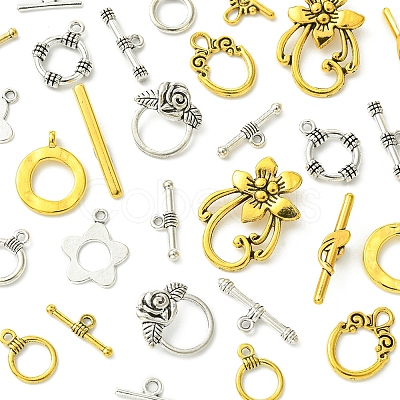 8 Styles Tibetan Style Alloy Toggle Clasps FIND-FS0002-43-1