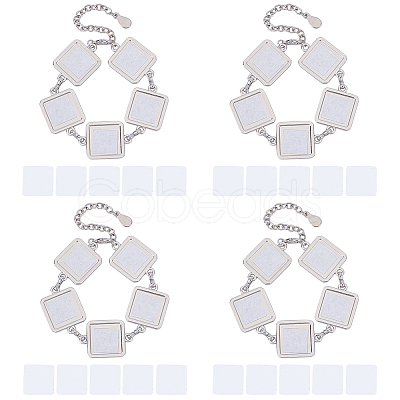 4Pcs Alloy Heat Transfer Blank Link Bracelet Making FIND-PH0024-43-1