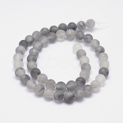 Frosted Natural Cloudy Quartz Round Beads Strands X-G-F255-02-6mm-1