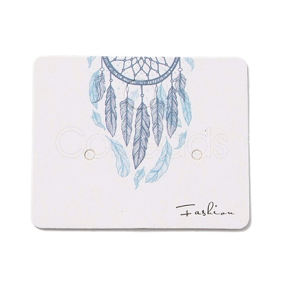 100Pcs Woven Web/Net with Feather Print Paper Jewelry Display Cards AJEW-Z021-01B-1