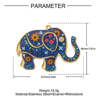 304 Stainless Steel Enamel Big Pendants STAS-OY005-31G-1