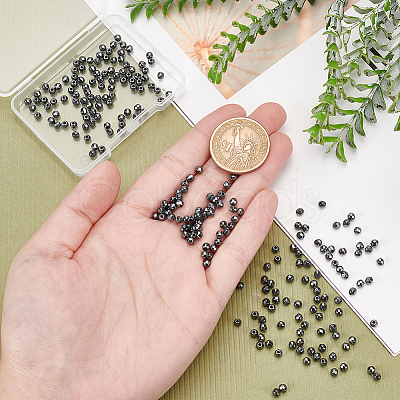 2 Strands Non-magnetic Synthetic Hematite Beads Strands G-AR0005-90-1
