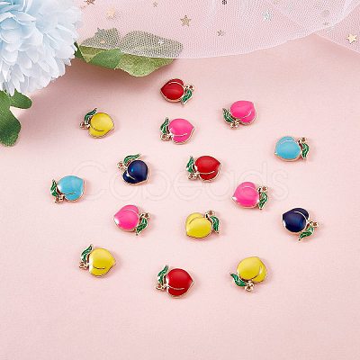 30Pcs 5 Colors Rack Plating Alloy Enamel Pendants ENAM-SZ0005-84-1