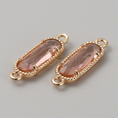 Golden Plated Brass Pave Glass Connector Charms FIND-WH0110-728G-05-1