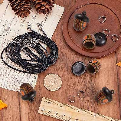 SUNNYCLUE DIY Acorn Locket Necklace Making Kit WOOD-SC0001-59A-1