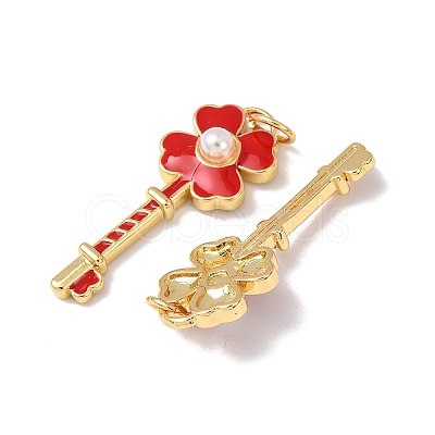 Brass Enamel Pendants KK-C143-56G-01-1