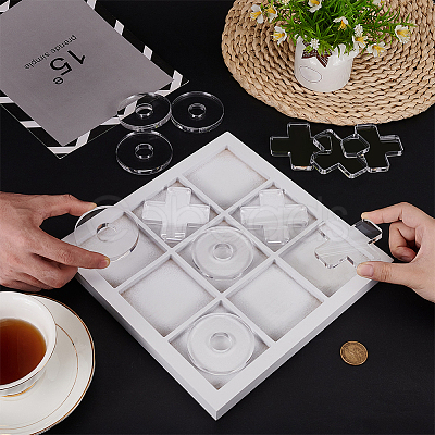1Pc 9 Grid Wooden Chess Board Game Box DIY-FG0006-82-1