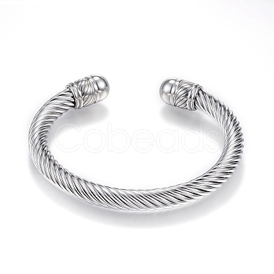 Tarnish Resistant 304 Stainless Steel Torque Cuff Bangles BJEW-D437-A15-1