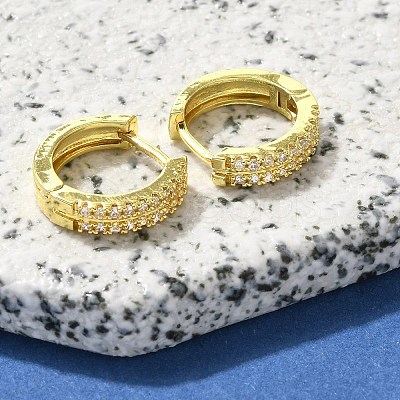 Brass Clear Cubic Zirconia Hoop Earrings LS-EJEW-M047-20G-1