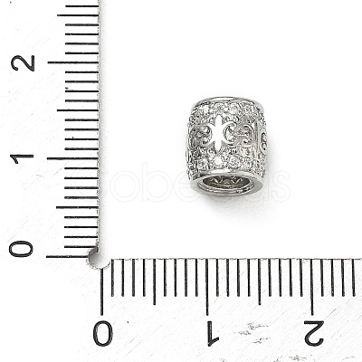 Rack Plating Brass Micro Pave Clear Cubic Zirconia European Beads KK-L215-301P-1