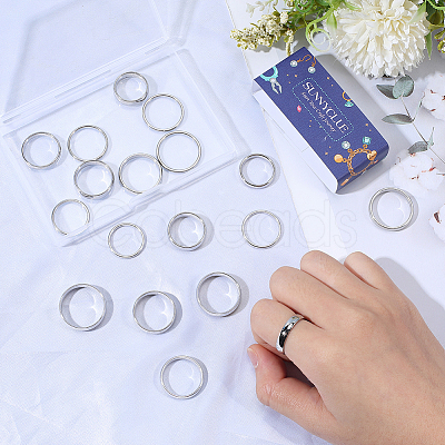 18Pcs 18 Styles 201 Stainless Steel Finger Rings RJEW-SC0001-37P-1